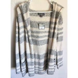 NWT | Eddie Bauer Hooded Cardigan | Oatmeal Stripe